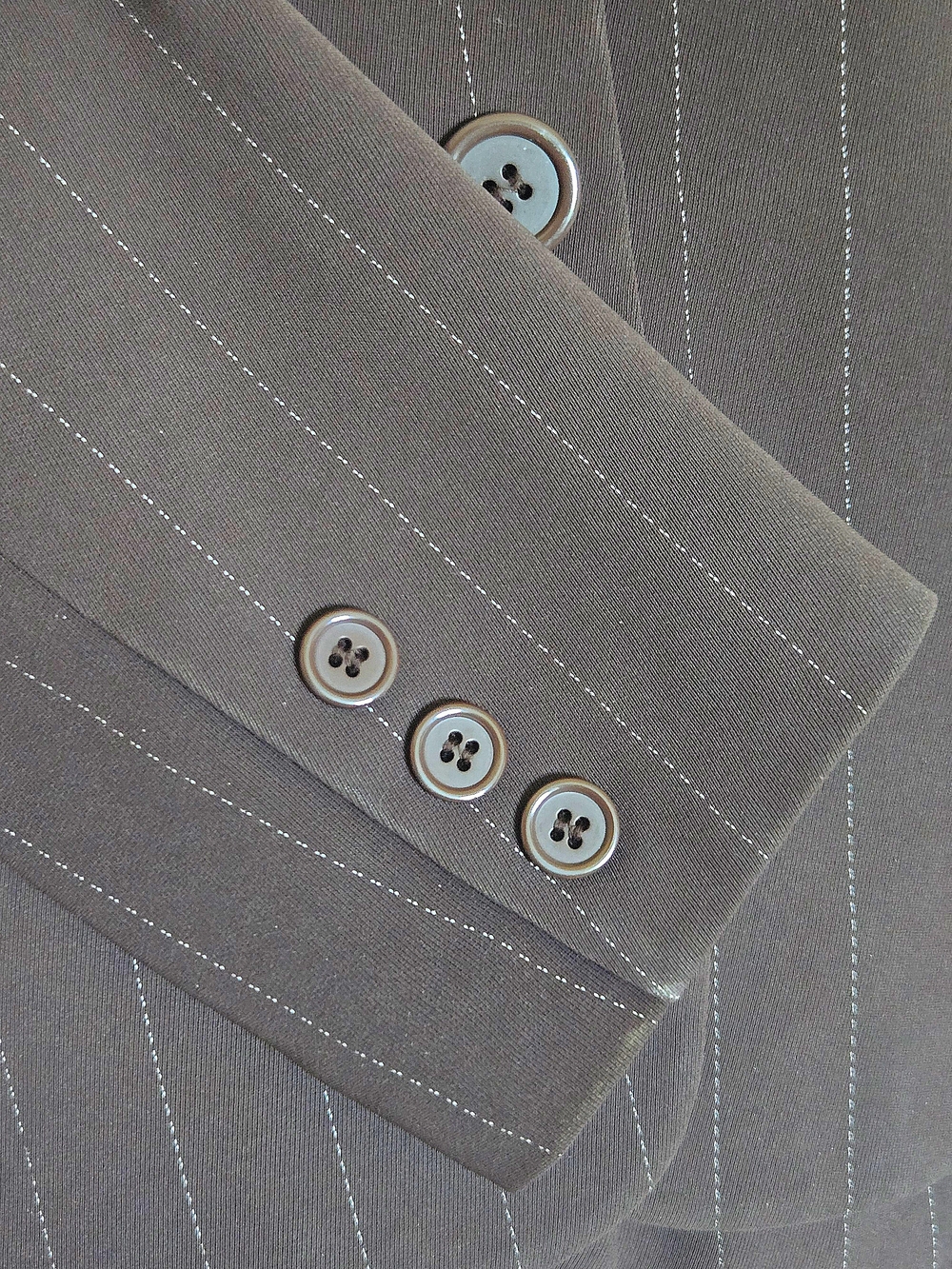 VTG Kasper Classics Petite 2pc Brown Pinstripe Blazer Trouser Lined Pantsuit Set - Picture 5 of 12